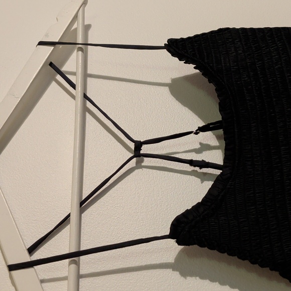 FREE PEOPLE black smocked tank top - size small - Picture 4 of 7